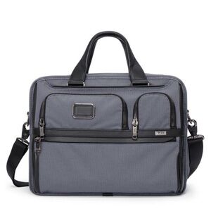 Tumi Charcoal and Black Expandable Organizer Laptop Brief